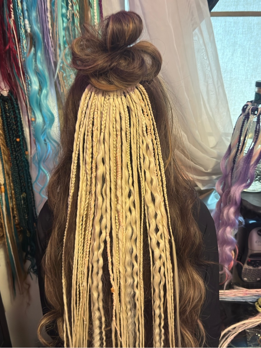 Blonde Braided Hair Extensions - Long Textured Accent Pieces